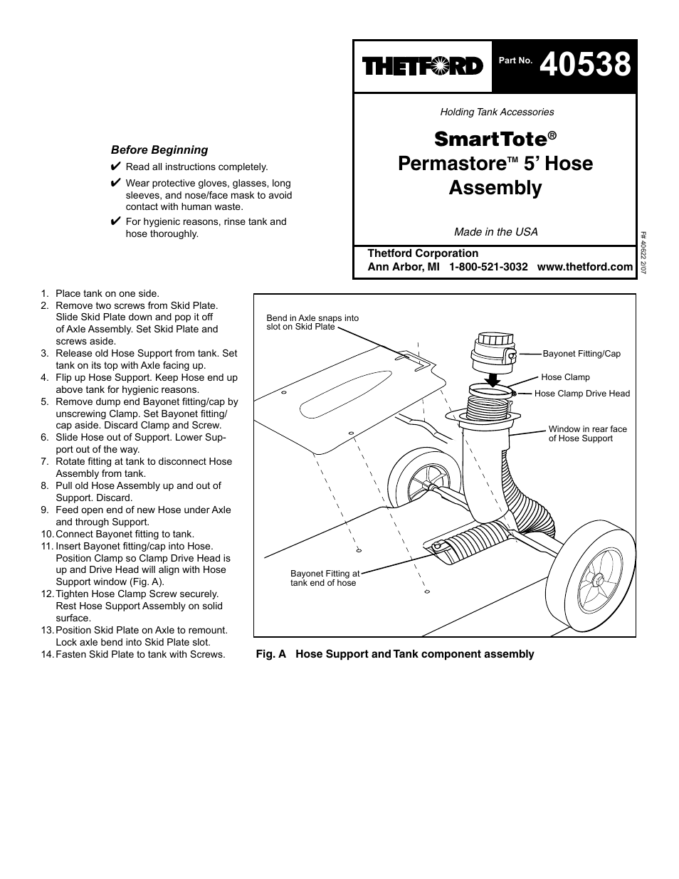 Smarttote, Permastore, 5’ hose assembly | Thetford 40538 SmartTotes User Manual | Page 3 / 3