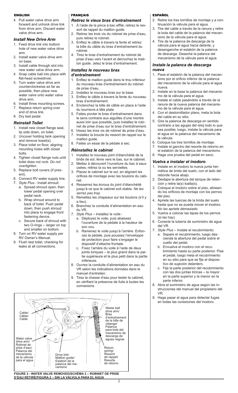 Thetford 34104 - Water Valve Drive Arm User Manual | Page 2 / 2