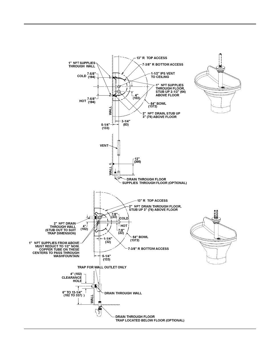 Rough-in specifications continued, Type h drain, Type o drain | Bradley Smoker Terreon TDB3104 User Manual | Page 7 / 29