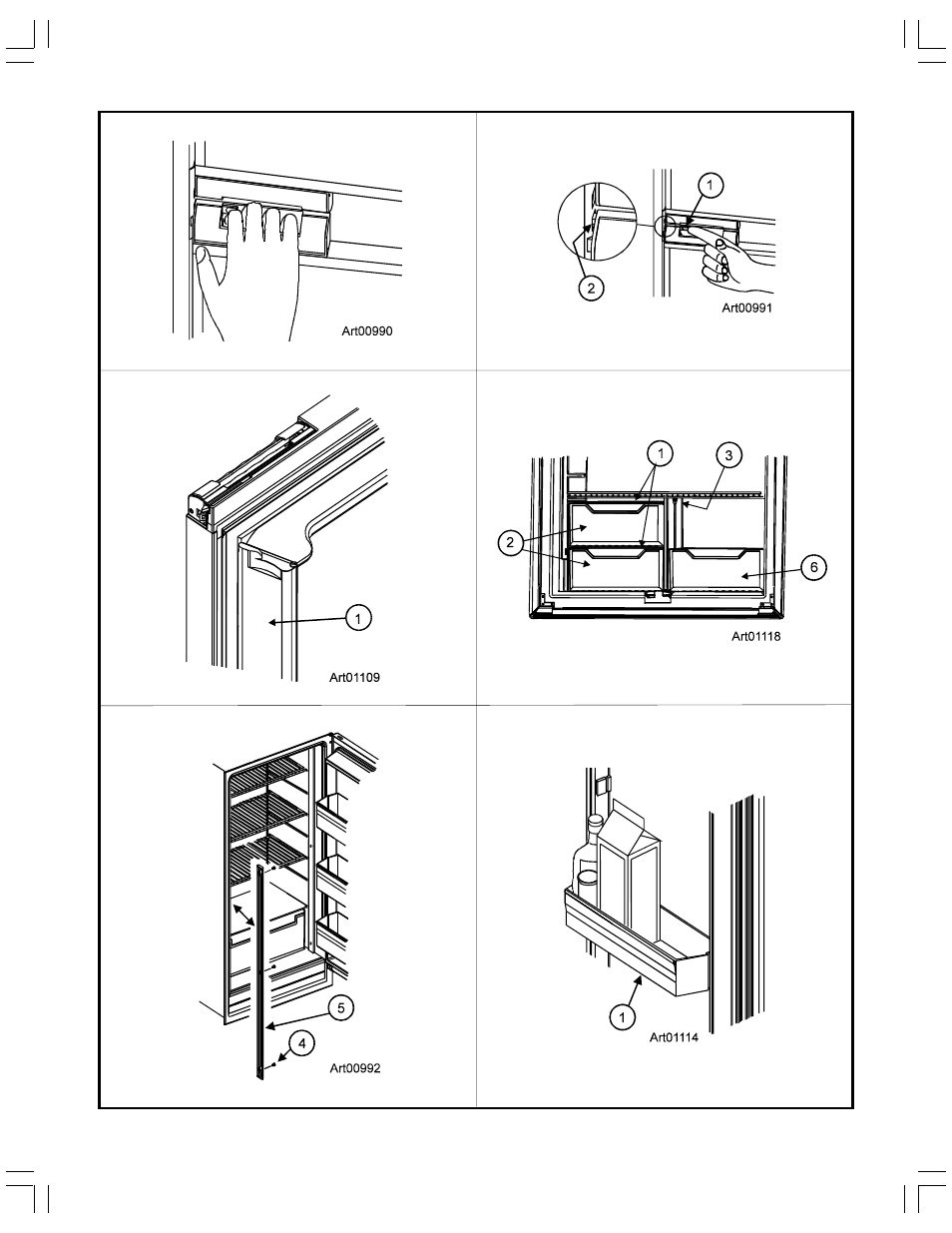 Graphic art00990, Graphic art00991, Graphic art01109 | Graphic art01118, Graphic art00992, Graphic art01114 | Thetford 1200 Series Without Cooling Unit Sensing Capabilities User Manual | Page 16 / 19