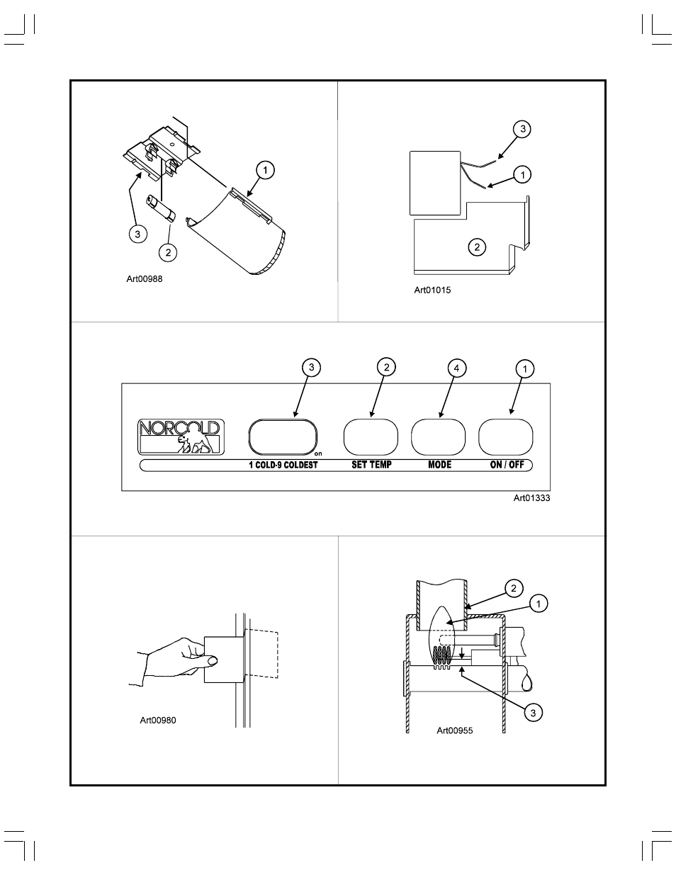 Graphic art00988, Graphic art01333, Graphic art01015 | Graphic art00980, Graphic art00955 | Thetford 1200 Series Without Cooling Unit Sensing Capabilities User Manual | Page 17 / 19