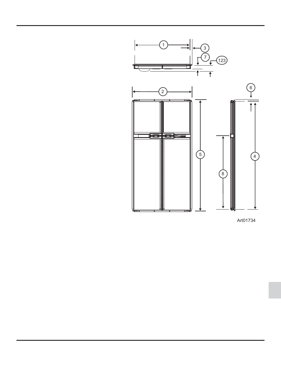 Key refrigerator dimensions | Thetford 1210 Series AC - Through 09/07 User Manual | Page 5 / 19