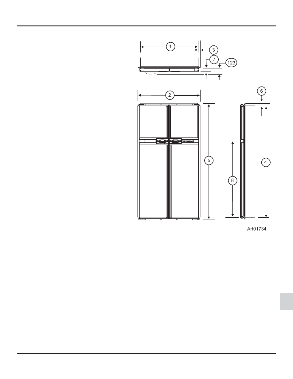Key refrigerator dimensions | Thetford 1210 Series GE - Through 10/07 User Manual | Page 5 / 22