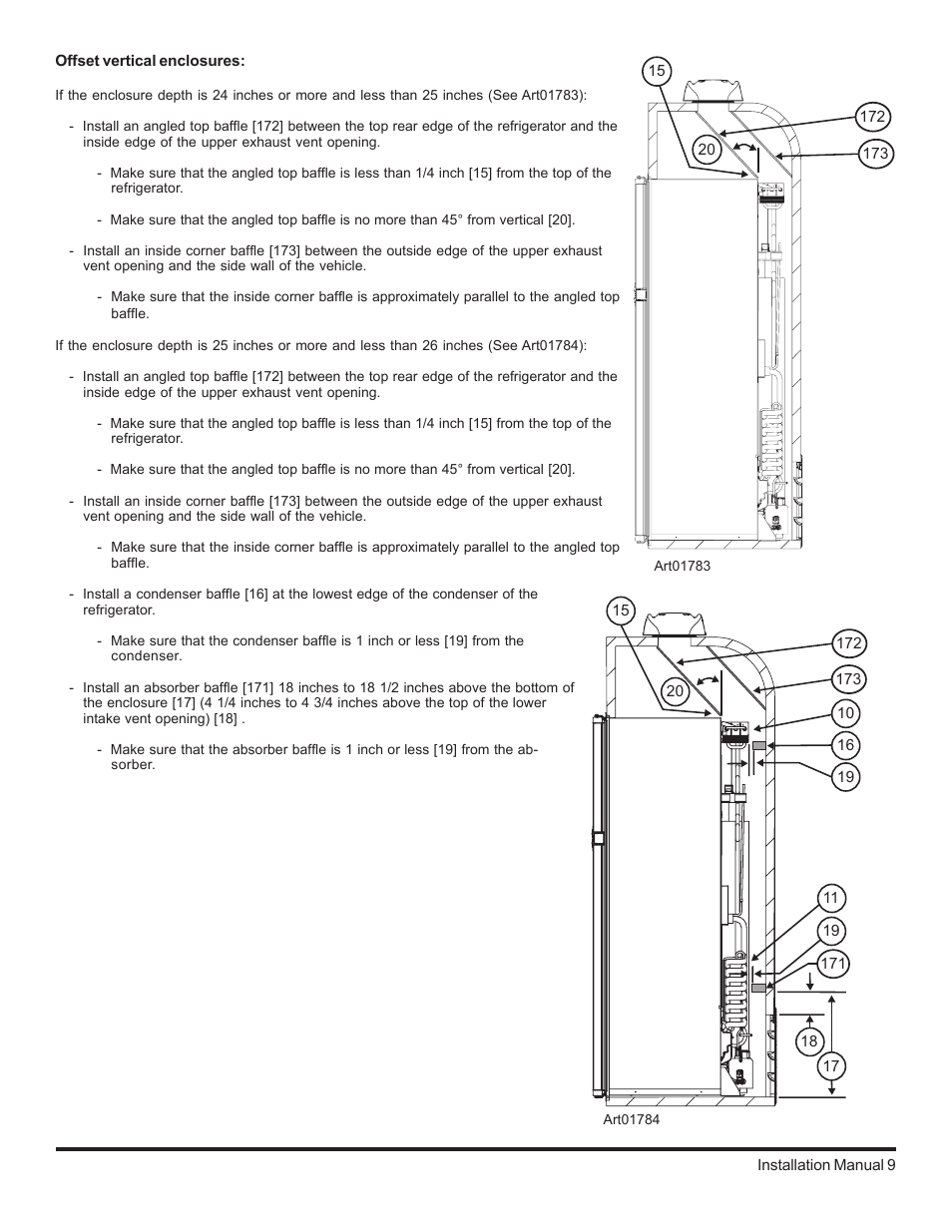 Offset vertical enclosures | Thetford 2117 Series Installation Manual User Manual | Page 9 / 22