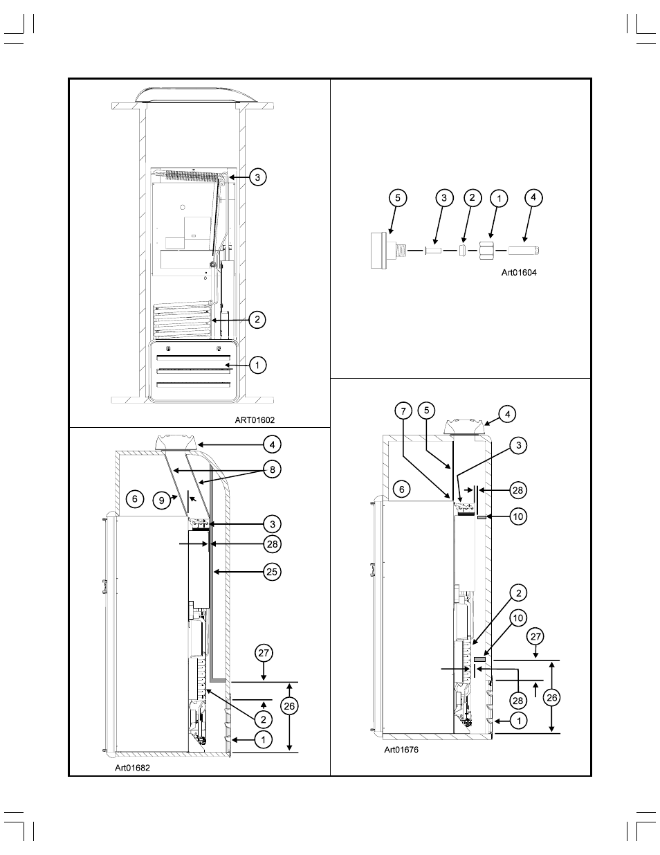 Graphic art01602, Graphic art01676, Graphic art01682 | Graphic art01604 | Thetford N1095 Series Installation Manual - 8/2/04 - 2/20/06 User Manual | Page 15 / 19