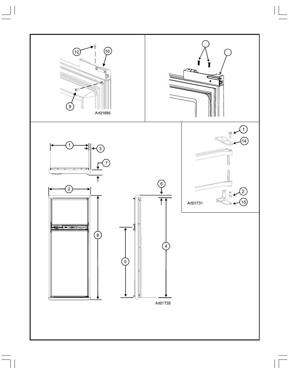 Graphic art01735, Graphic art01731, Graphic art01727 | Graphic art01695 | Thetford N1095 Series Installation Manual - 8/2/04 - 2/20/06 User Manual | Page 19 / 19