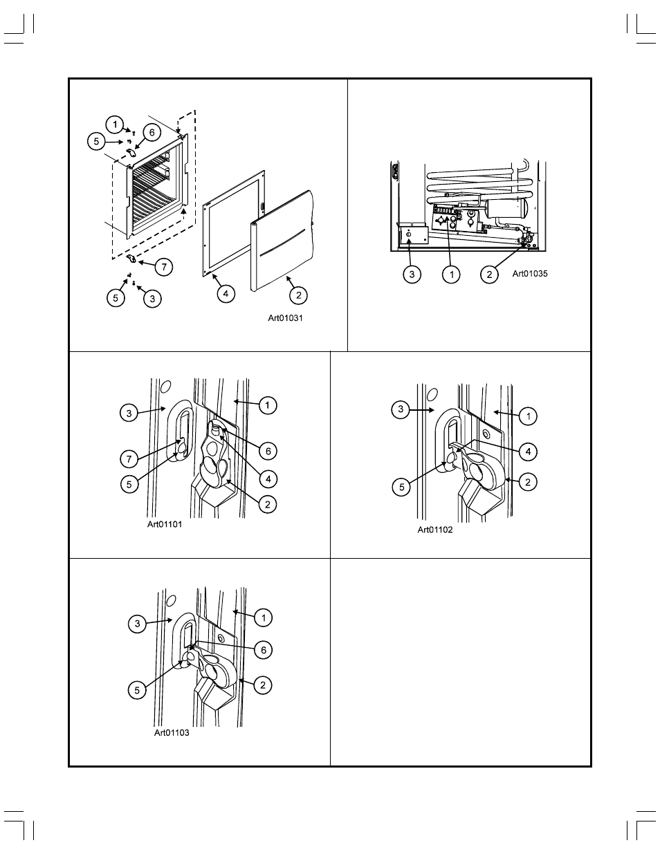 Art01101, Art01102, Art01103 | Art01035, Art01031 | Thetford N260 Series User Manual | Page 17 / 18