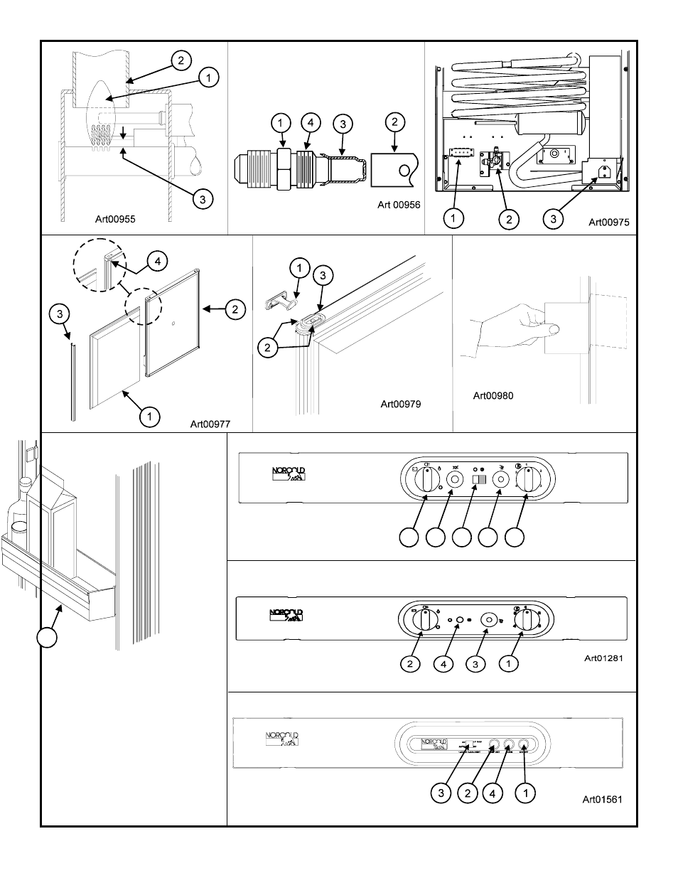 Graphic art01114, Graphic art00979, Graphic art01280 | Graphic art00975, Graphic art01281, Graphic art00980, Graphic art00955, Graphic art00956 | Thetford N500 Series Owners Manual User Manual | Page 16 / 18
