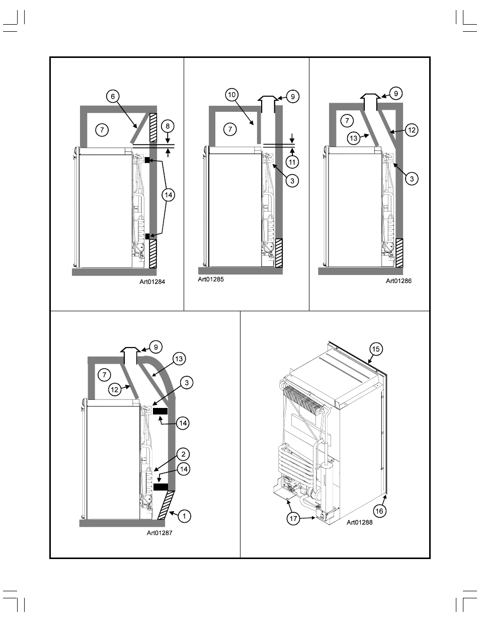 Graphic art01284, Graphic art01285, Graphic art01286 | Graphic art01287 | Thetford N500 Series Installation Manual User Manual | Page 11 / 12
