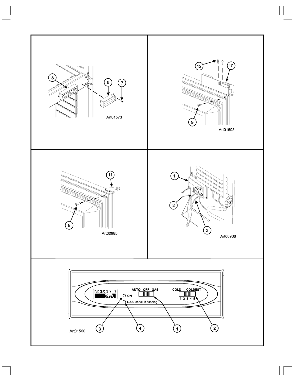 Graphic art01573, Graphic art00985, Graphic art01603 | Graphic art00966, Graphic art01560 | Thetford N81 Series Installation Manual - Through 8/2/04 User Manual | Page 15 / 15