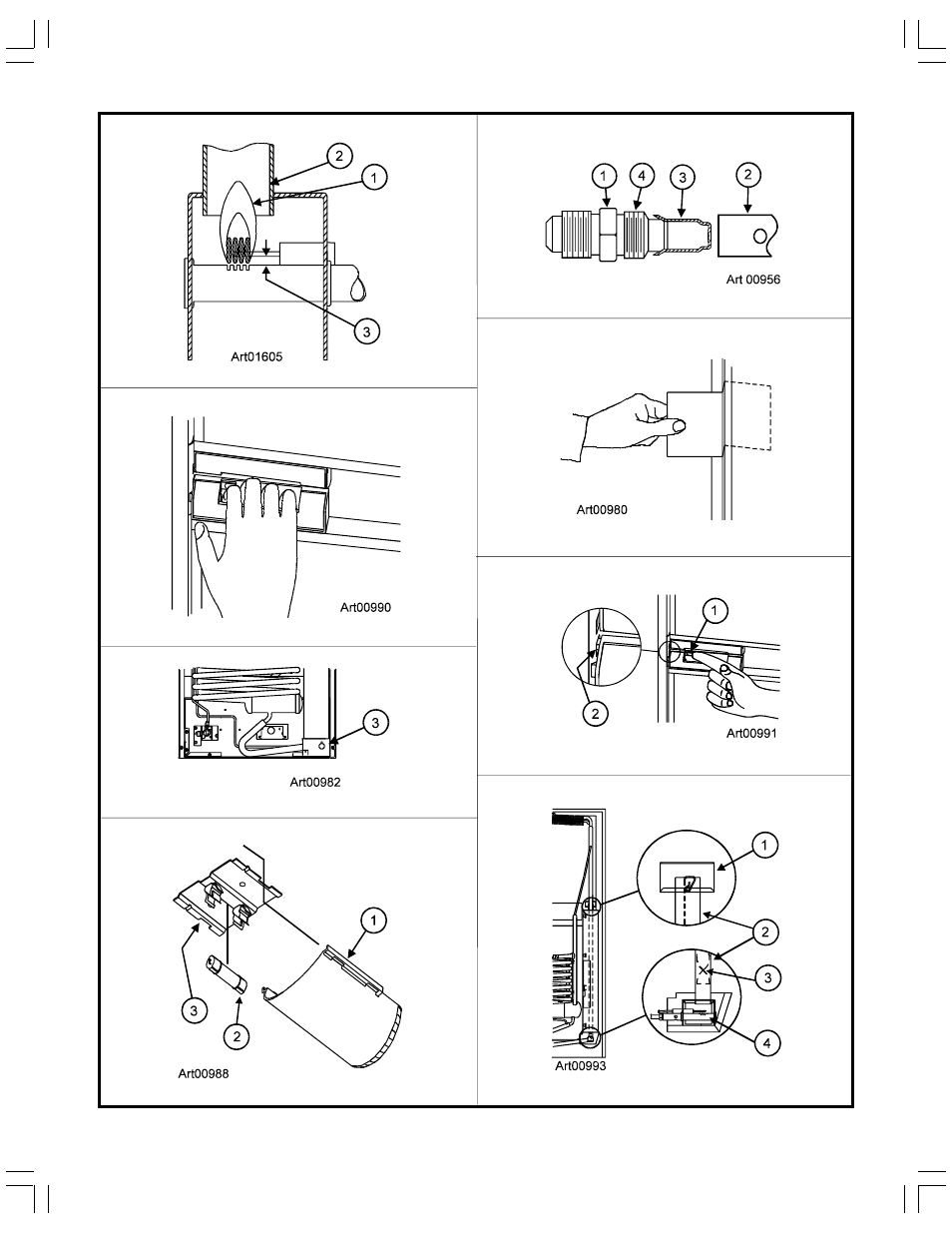 Graphic art00991, Graphic art00988, Graphic art00980 | Graphic art01605, Graphic art00956 | Thetford N81 Series Owner's Manual - Through 3/23/06 User Manual | Page 13 / 14