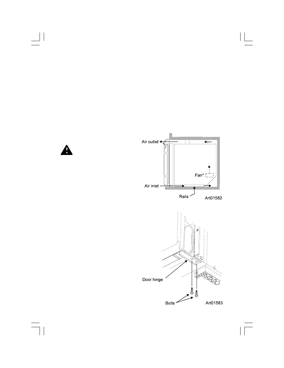 Ventilation, Installation options, Install a decorative door panel | Thetford DE0251T Series-EV User Manual | Page 7 / 11