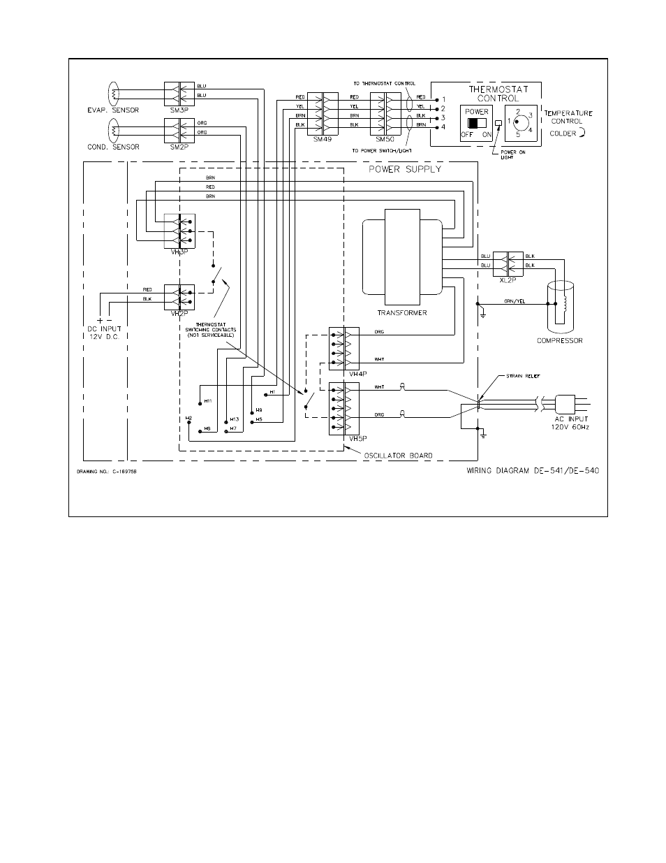 Wiring diagram | Thetford EV54 Series User Manual | Page 9 / 12
