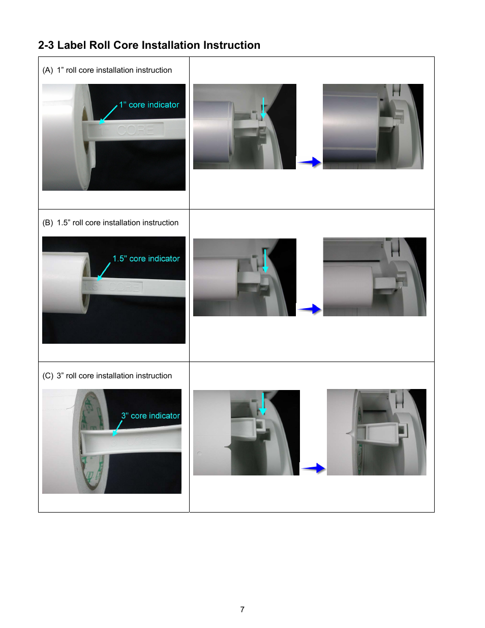 3 label roll core installation instructions, 3 label roll core installation instruction | Century Systems CFD-4306 User Manual | Page 10 / 30