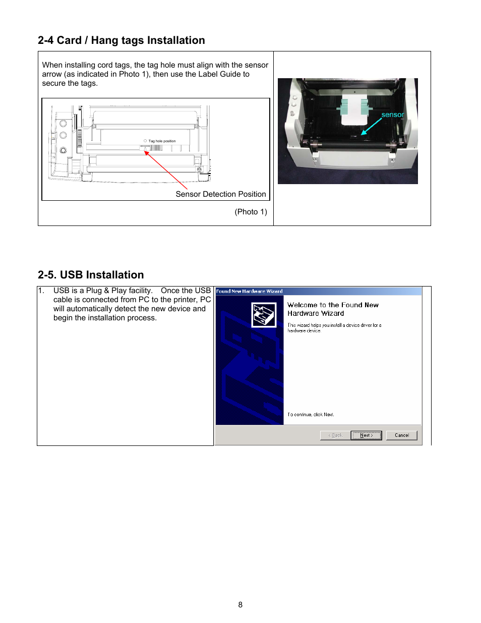 4 card / hang tag installation, 5 usb installation, 4 card / hang tags installation | 5. usb installation | Century Systems CFD-4306 User Manual | Page 11 / 30