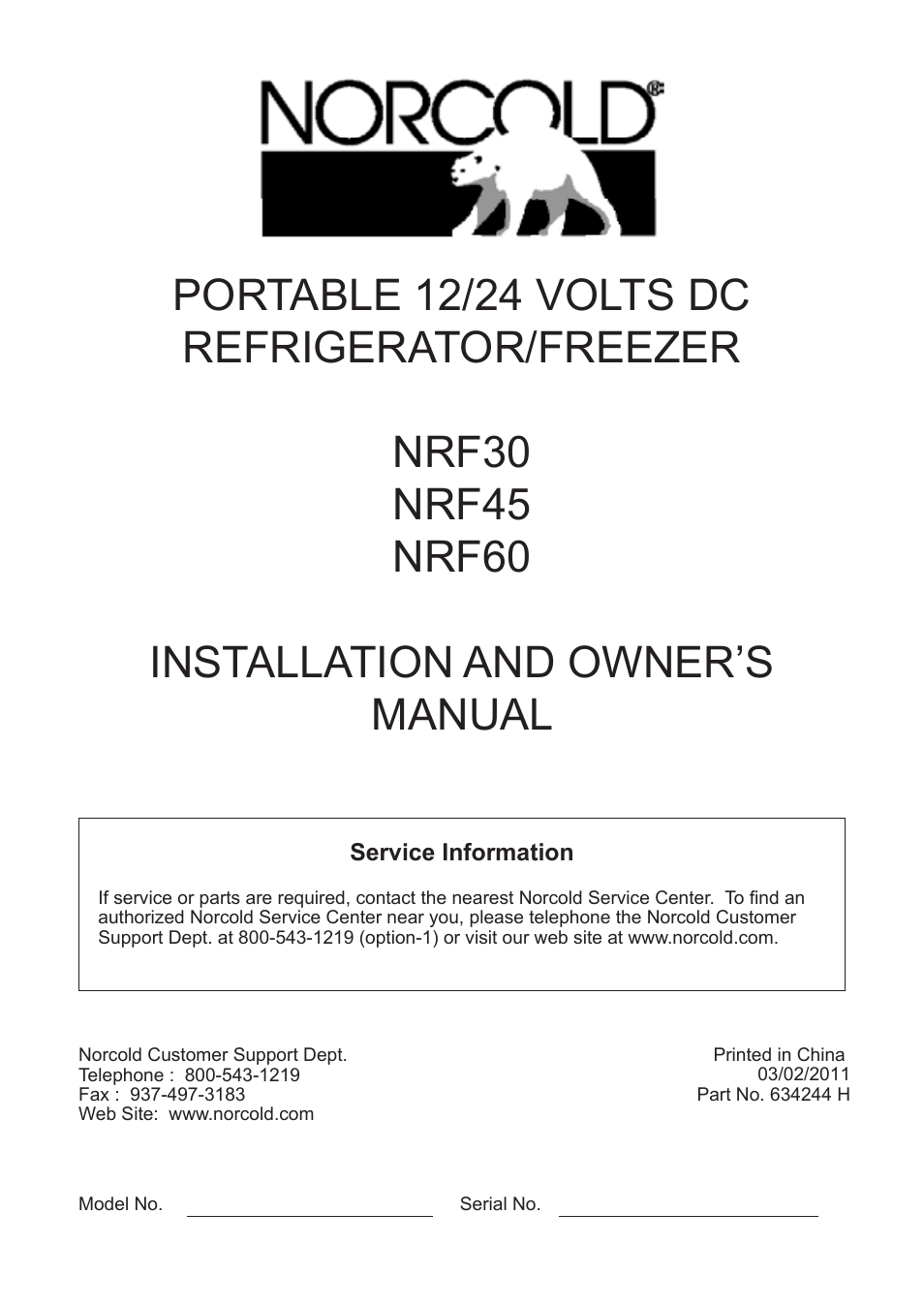 Thetford NRF60 User Manual | 33 pages