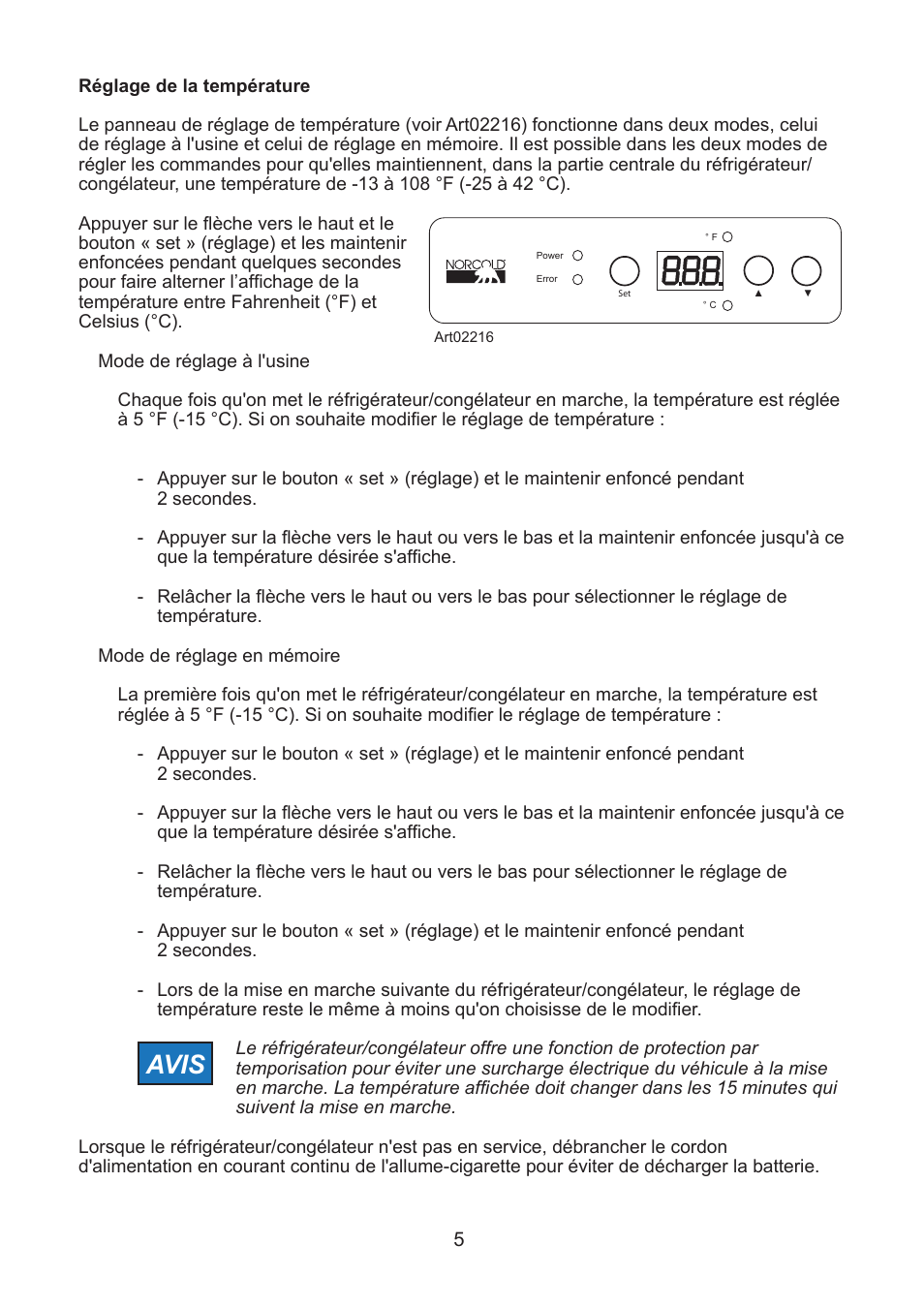 Avis | Thetford NRF60 User Manual | Page 16 / 33