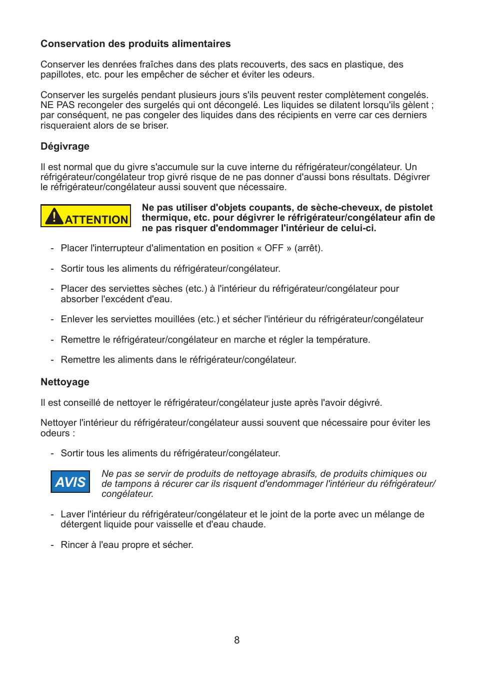 Avis | Thetford NRF60 User Manual | Page 19 / 33