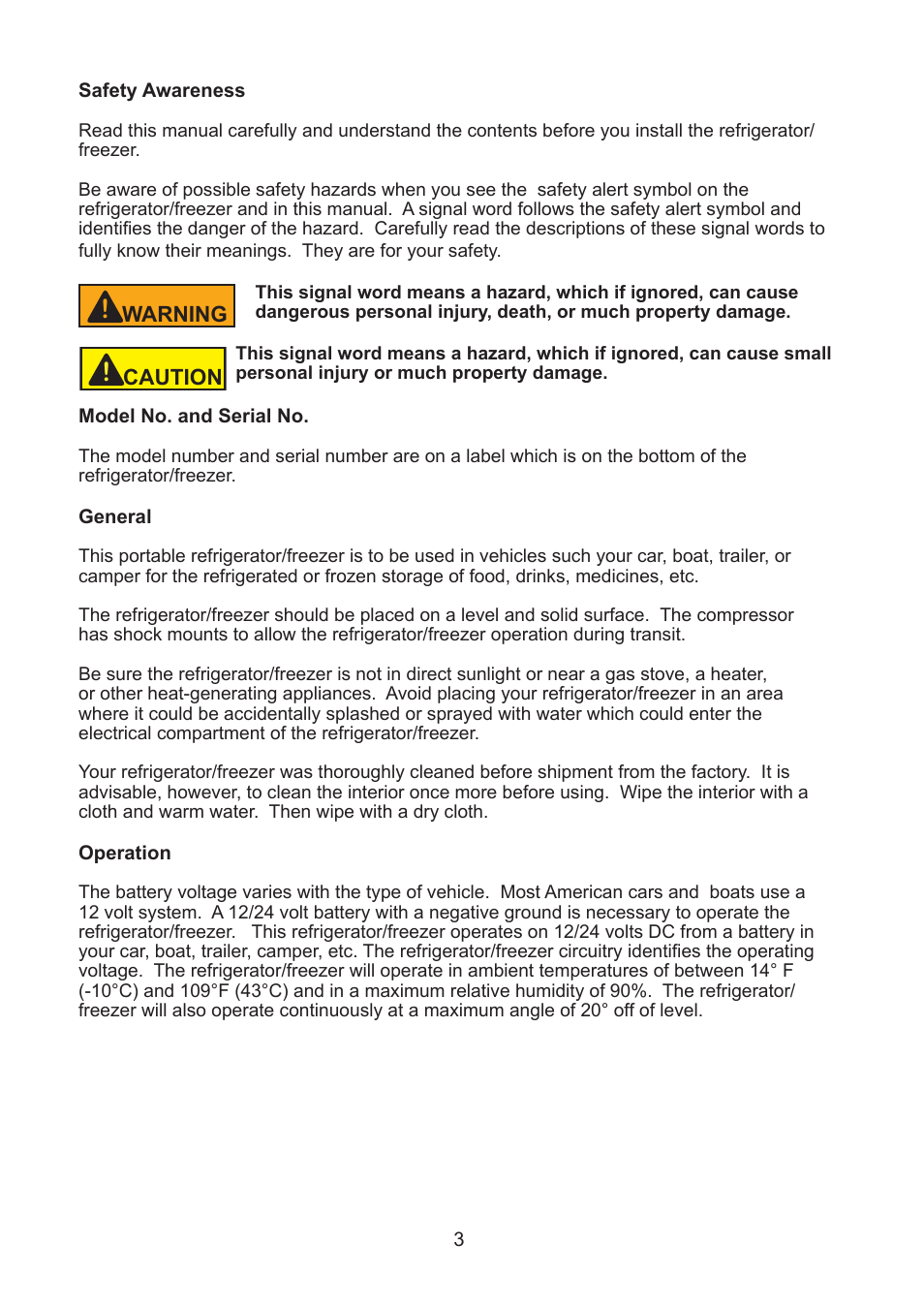 Thetford NRF60 User Manual | Page 3 / 33