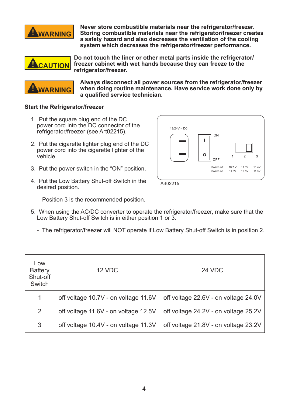 Caution, Warning | Thetford NRF60 User Manual | Page 4 / 33