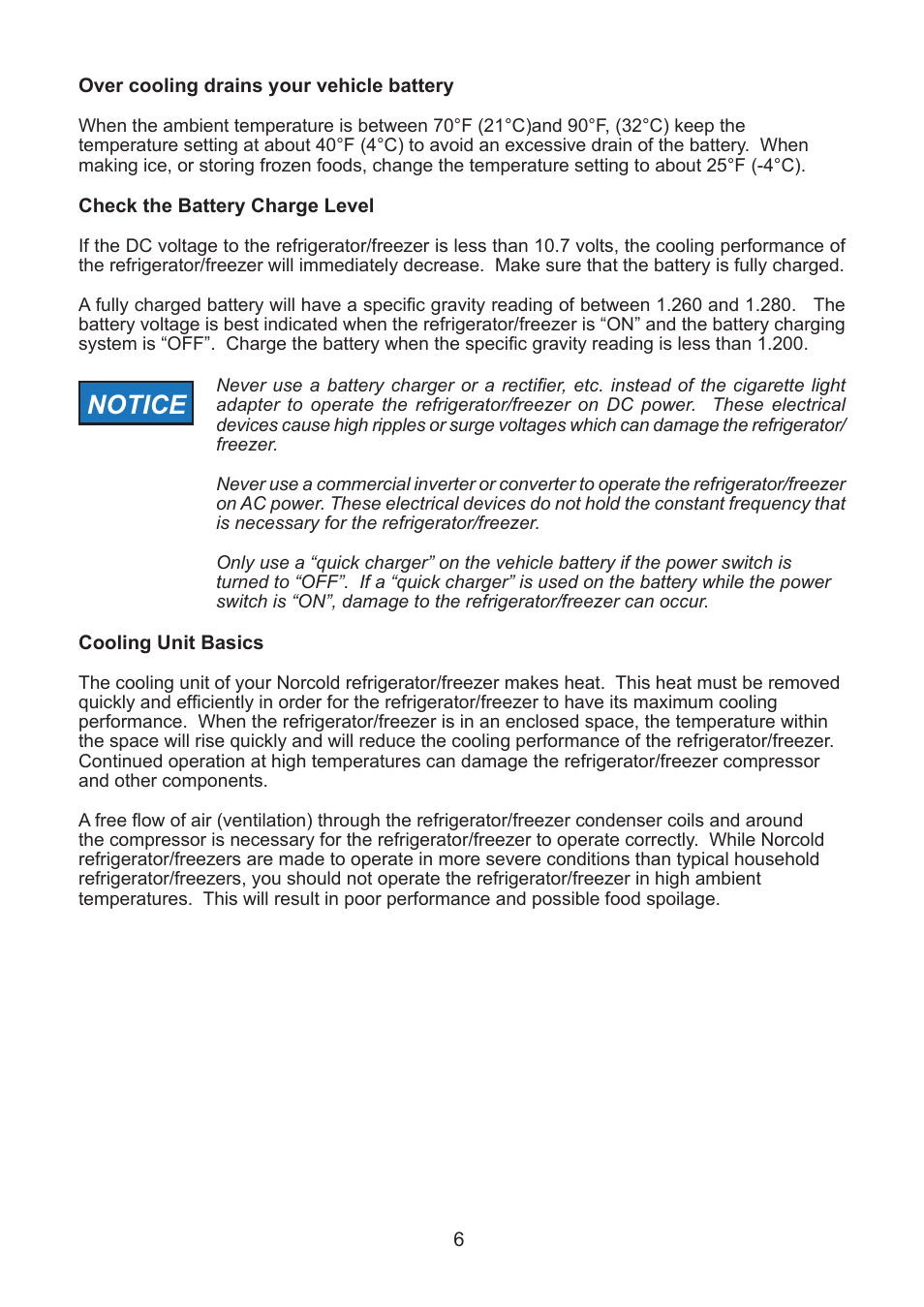 Notice | Thetford NRF60 User Manual | Page 6 / 33