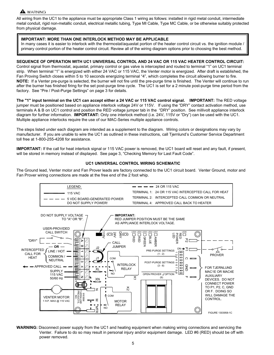Tjernlund UC1 Universal Control (Version X.06) 8504107 Rev D 07/05 User Manual | Page 8 / 17