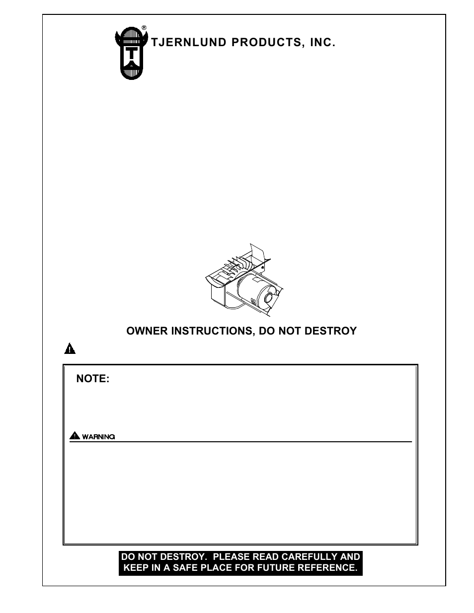Tjernlund DJ-3, D-3, HD, I, IL, XL Draft Inducer 8504003 Rev A 07/00 User Manual | 12 pages