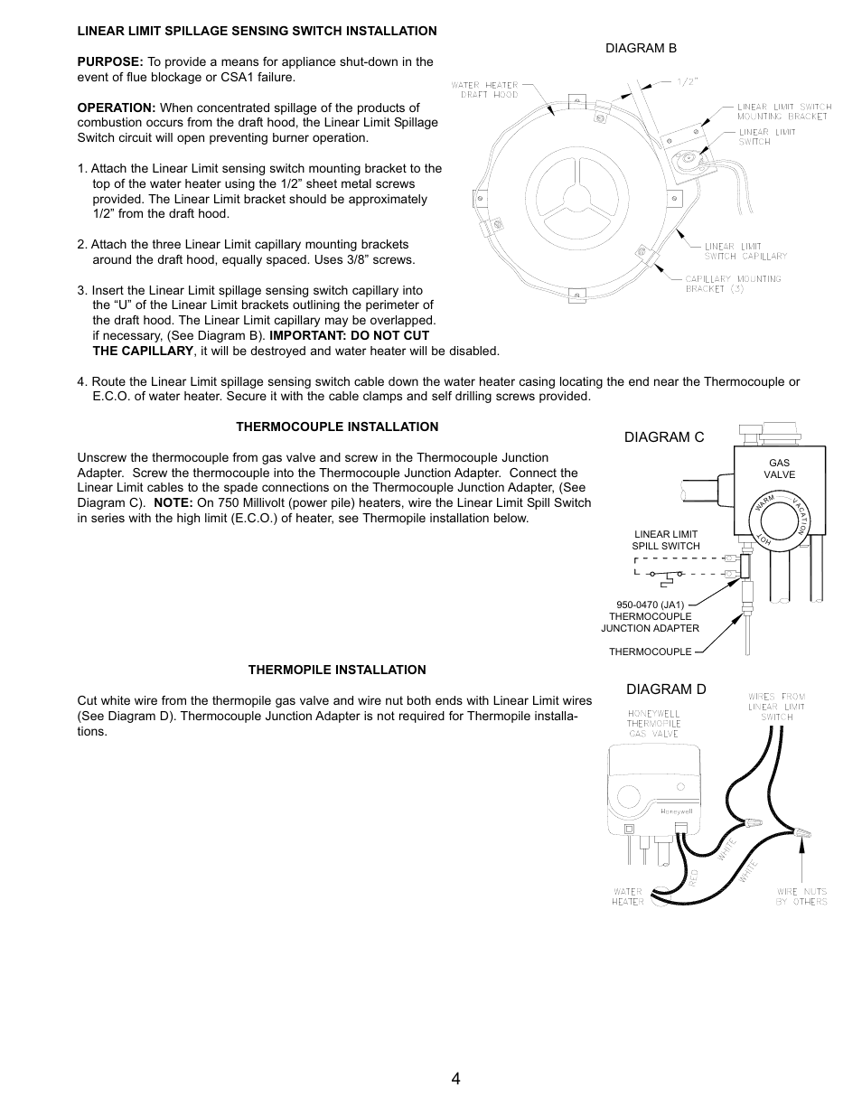 Diagram c, Diagram d | Tjernlund CSA1 Chimney Stack Assist Kit 8504201 User Manual | Page 5 / 8