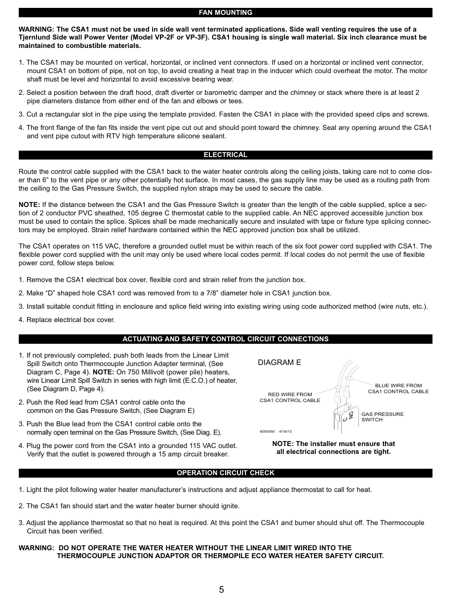 Tjernlund CSA1 Chimney Stack Assist Kit 8504201 User Manual | Page 6 / 8