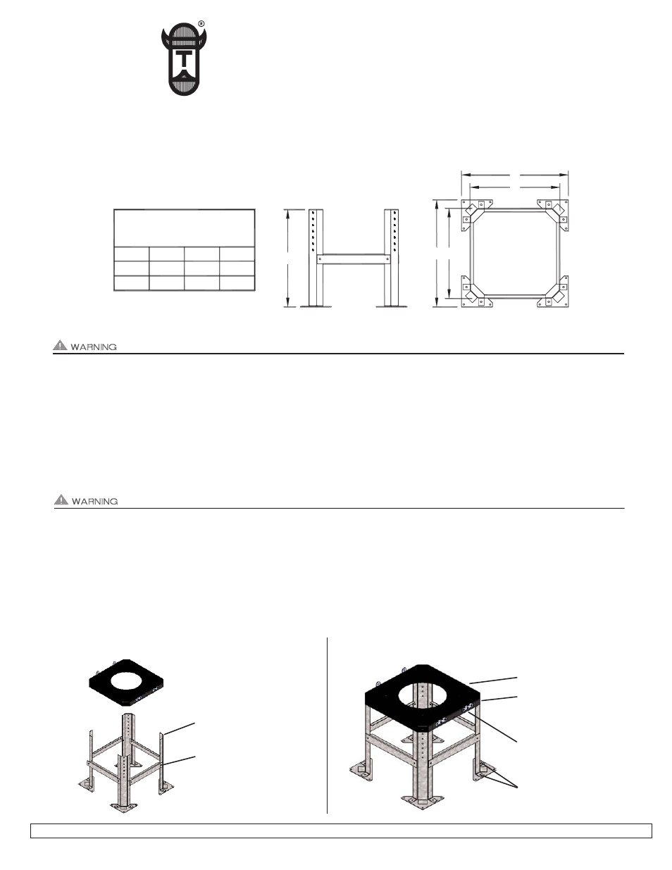 Tjernlund RTS12 Rooftop Mounting Kits 8504161 User Manual | 1 page