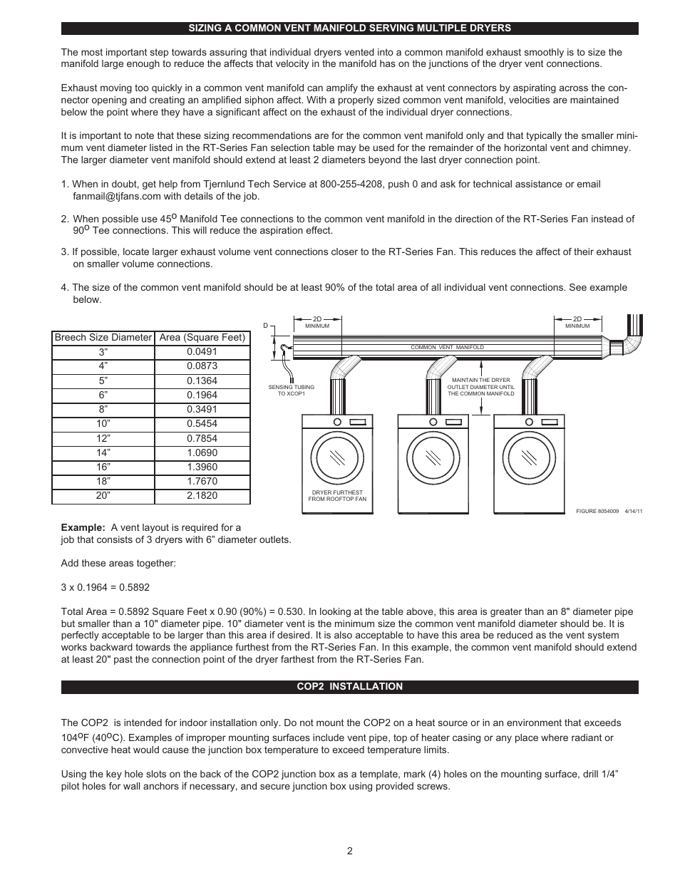 Tjernlund COP2 Constant Operating Pressure Exhaust Control 8504208 User Manual | Page 3 / 11