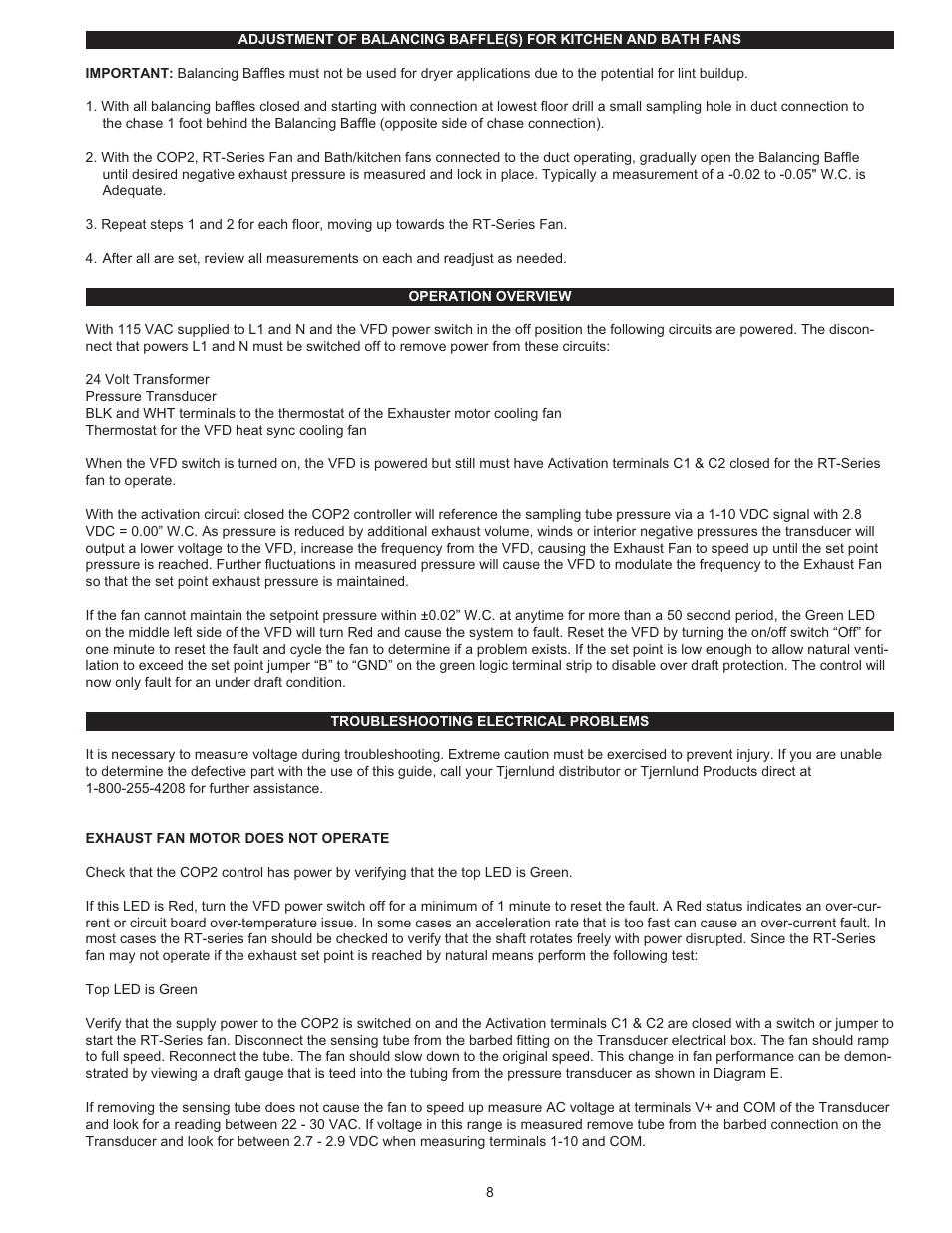 Tjernlund COP2 Constant Operating Pressure Exhaust Control 8504208 User Manual | Page 9 / 11