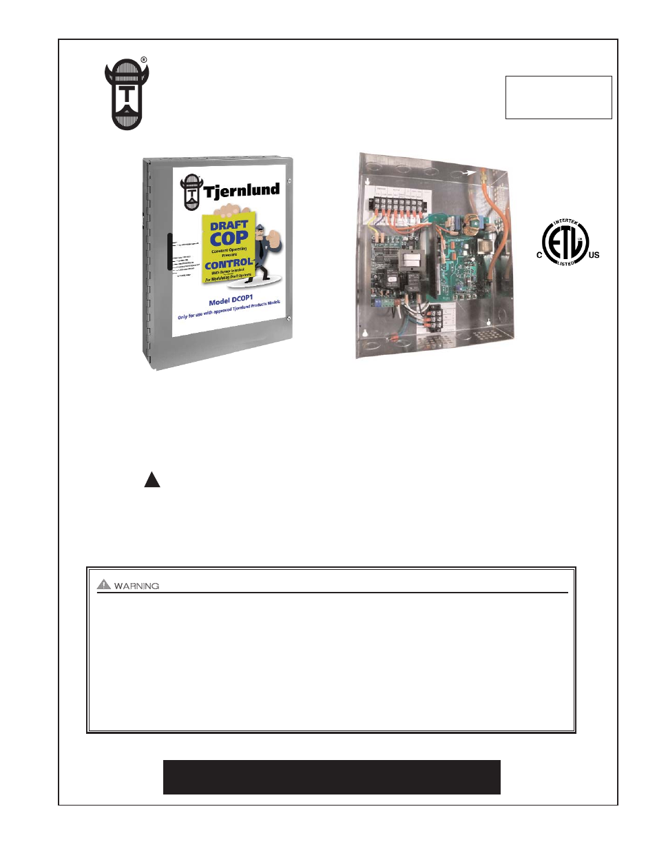 Tjernlund DCOP1 Constant Operating Pressure Draft Control 8504174 (Discontinued) User Manual | 20 pages