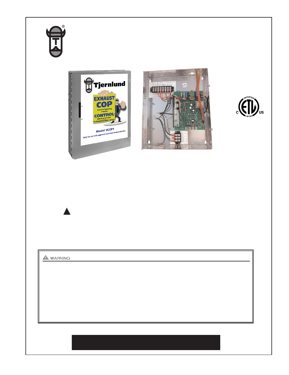 Tjernlund XCOP1 Constant Operating Pressure Exhaust Control 8504175 (Discontinued) User Manual | 7 pages