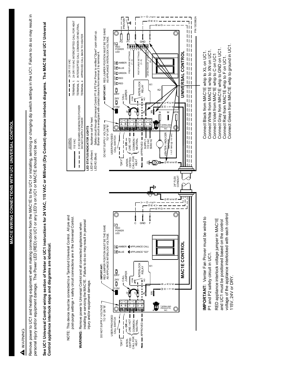 Mac1e, Mac1 e control, Uni versal control | Tjernlund MAC1E Control Version F (Compatible with UC1 Control) 8504110 Rev B 11/05 User Manual | Page 2 / 2