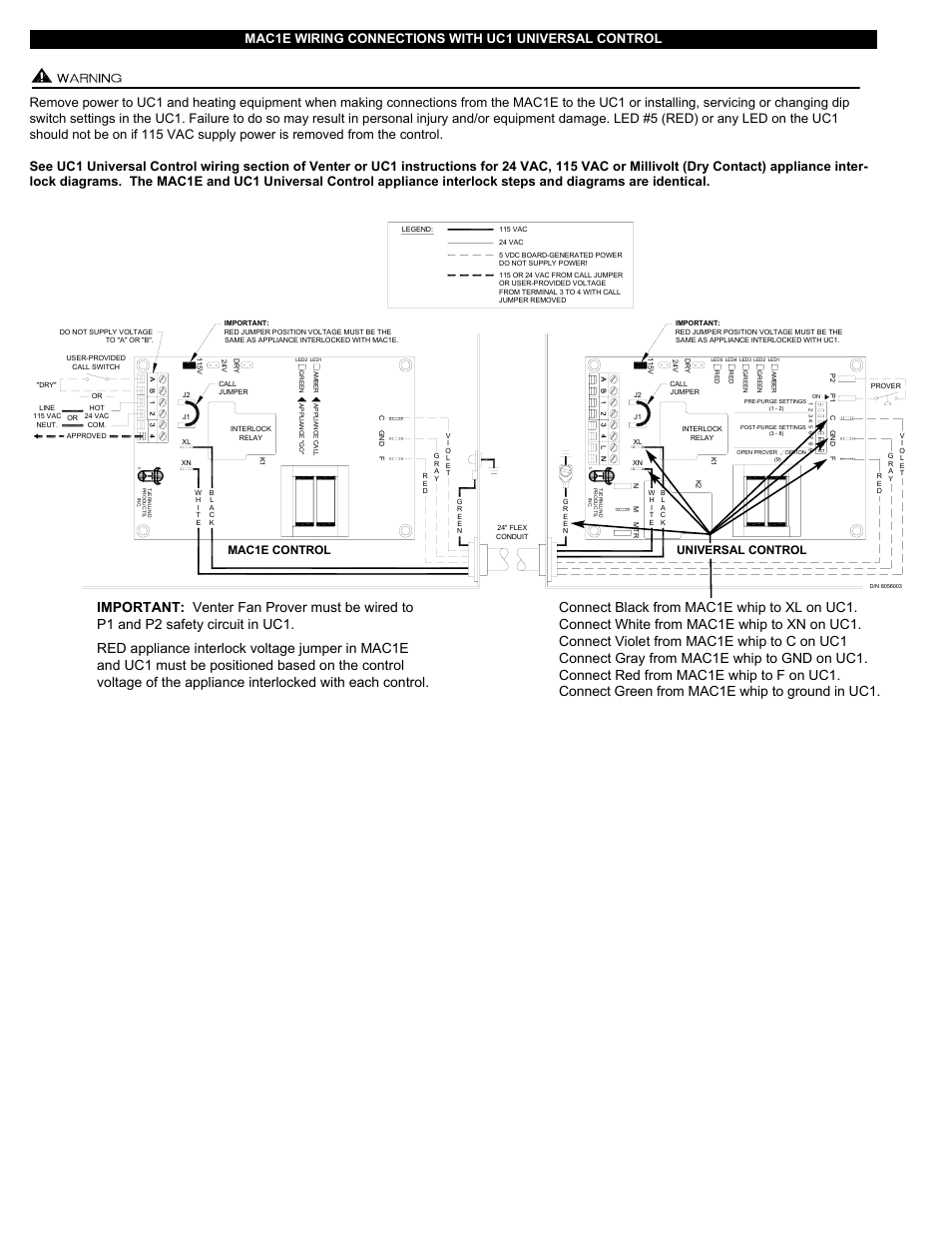 Mac1e control universal control | Tjernlund MAC1E Control (Compatible with UC1 Control) 8504110 Rev A 12/04 User Manual | Page 2 / 2