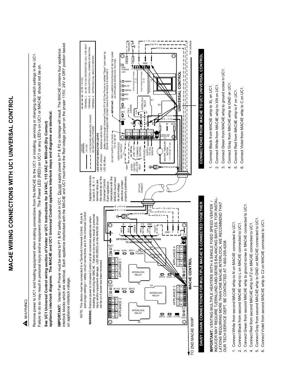 Mac4e, Uni versal control, Mac4 e control | Tjernlund MAC4E Control Version F (Compatible with UC1 Control) 8504112 Rev B 08/05 User Manual | Page 2 / 2