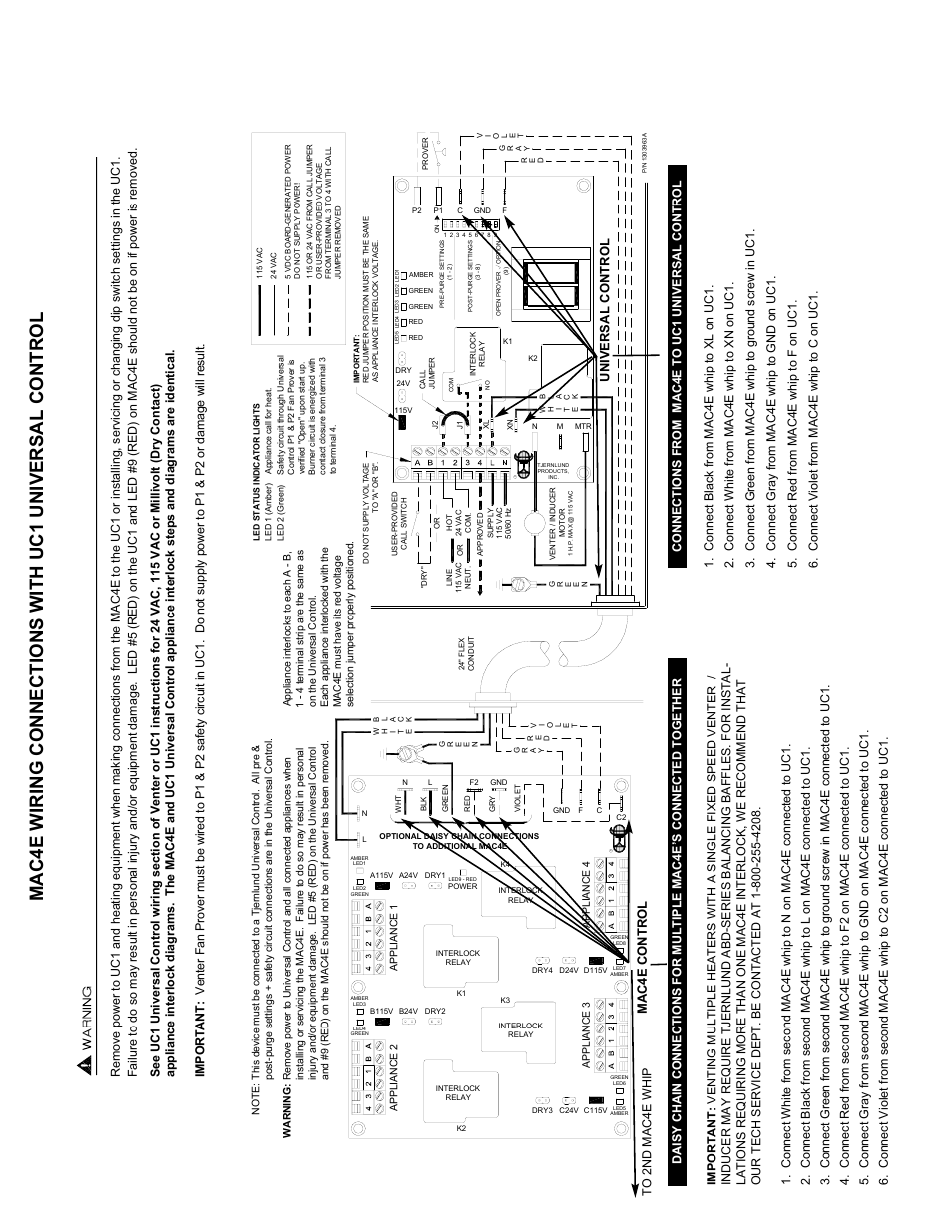 Mac 4e, Mac4 e control uni versal control | Tjernlund MAC4E Control (Compatible with UC1 Control) 8504112 Rev A 08/03 User Manual | Page 2 / 2