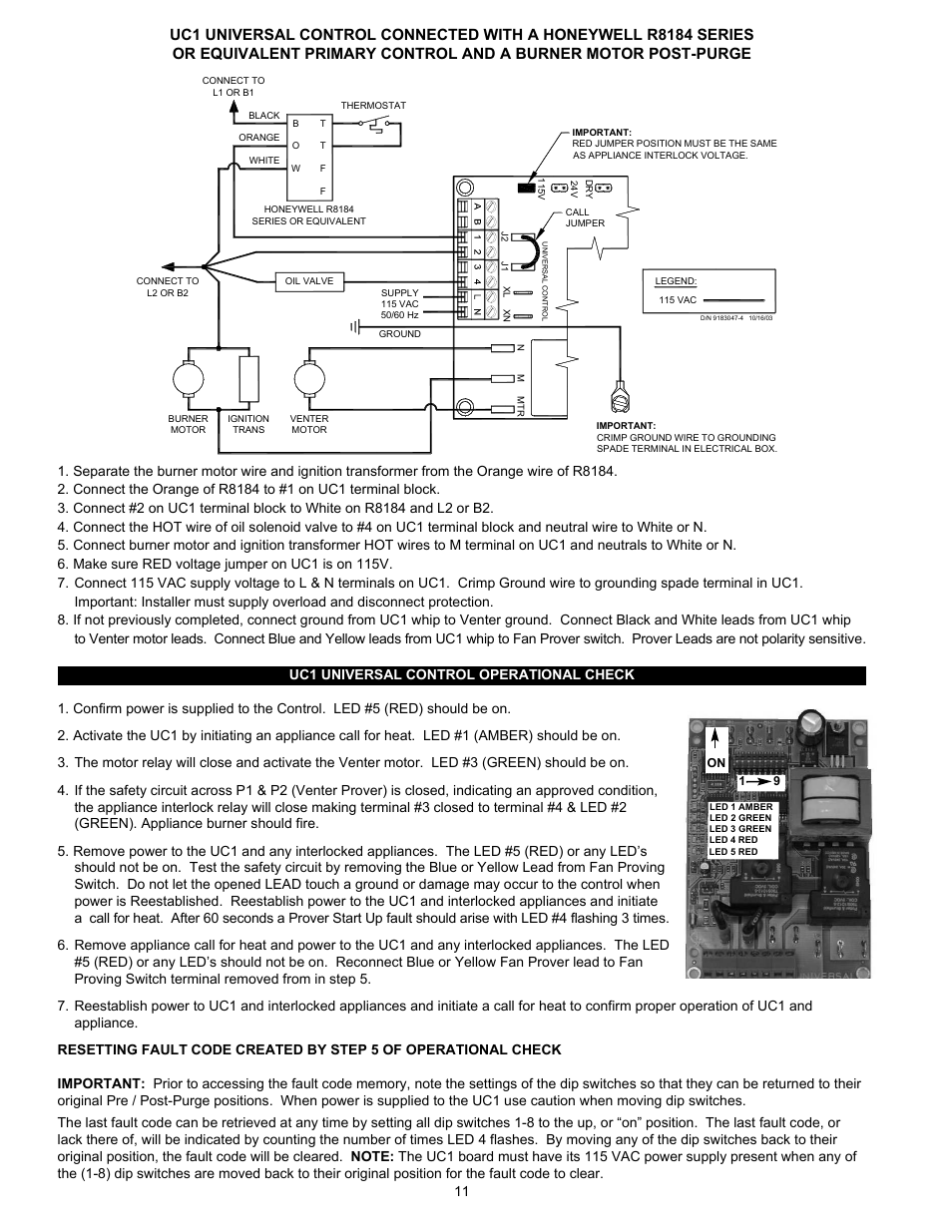 Tjernlund UC1 Universal Control (Version X.04) 8504107 Rev C 02/04 User Manual | Page 12 / 15