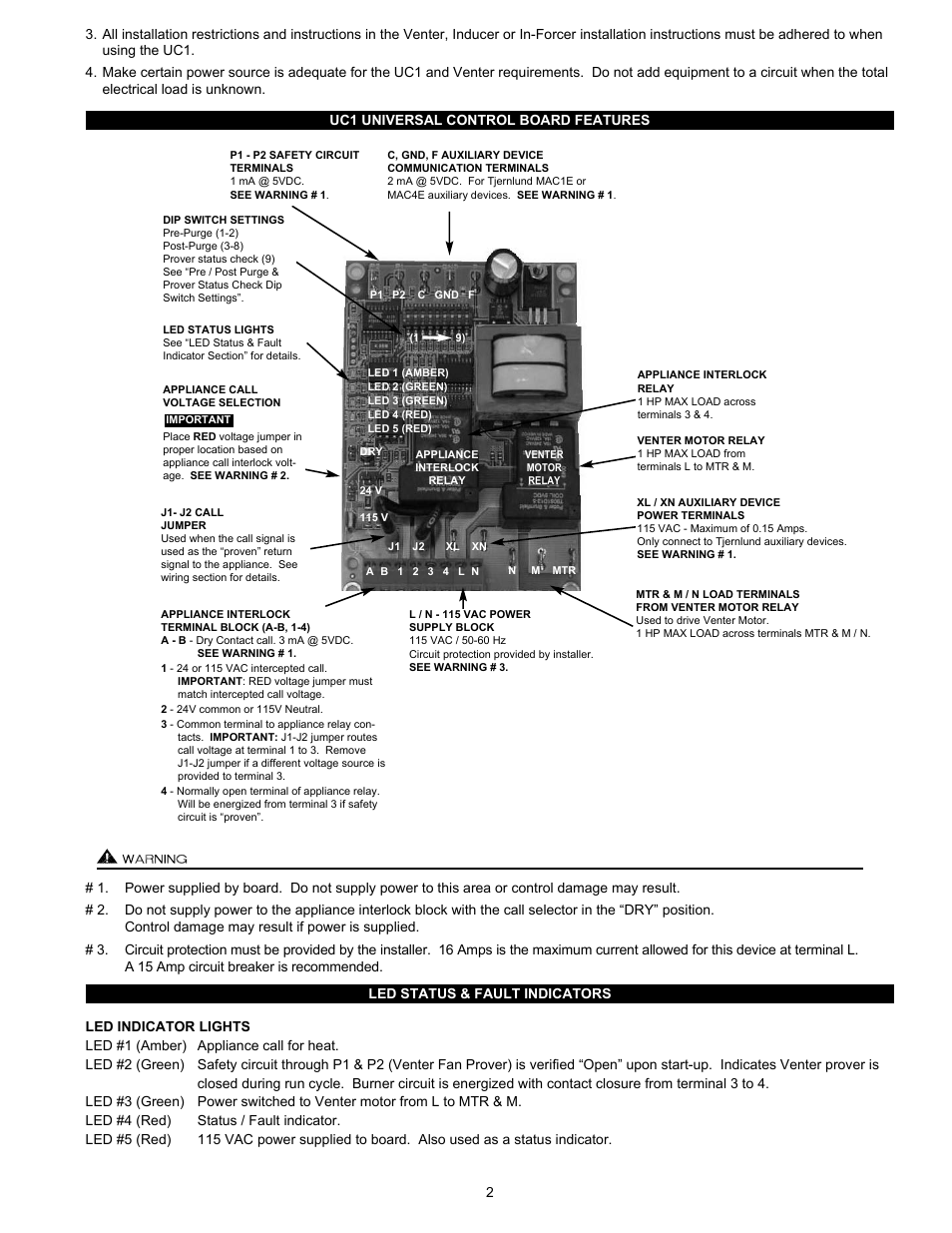 Tjernlund UC1 Universal Control (Version X.04) 8504107 Rev C 02/04 User Manual | Page 3 / 15