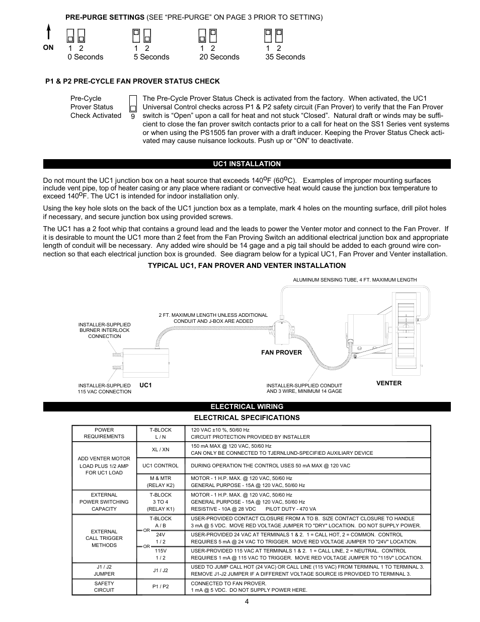 Tjernlund UC1 Universal Control (Version X.04) 8504107 Rev C 02/04 User Manual | Page 5 / 15
