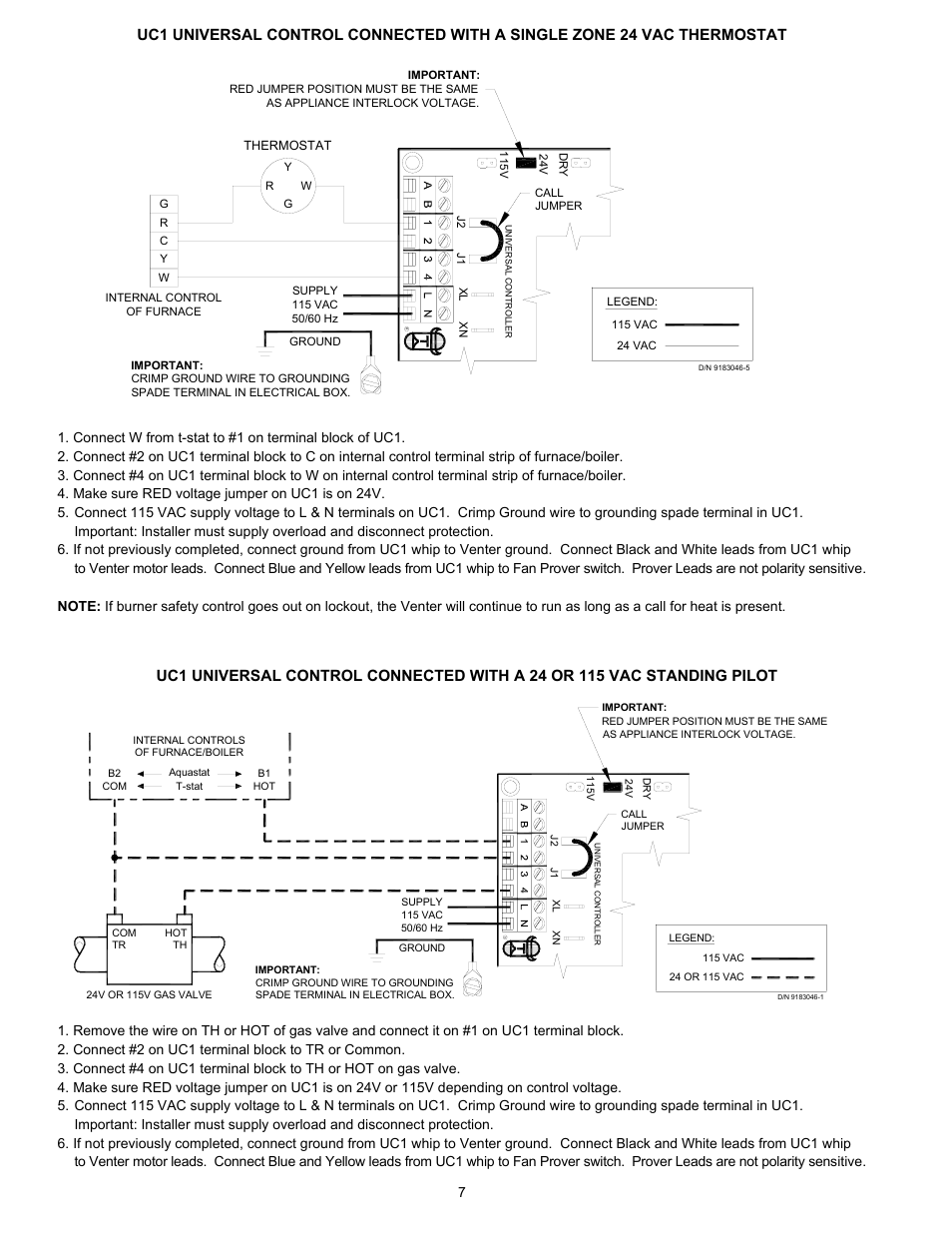 Tjernlund UC1 Universal Control (Version X.04) 8504107 Rev C 02/04 User Manual | Page 8 / 15