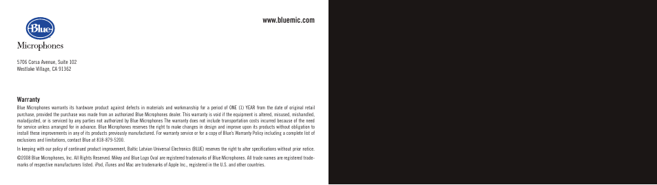 Blue Microphones Mikey User Manual | Page 8 / 8