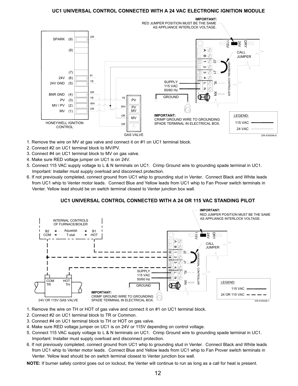 Tjernlund HSJ, 1, 2 Series with UC1 Universal Control (Version X.06) 8504106 Rev C 07/05 User Manual | Page 15 / 22