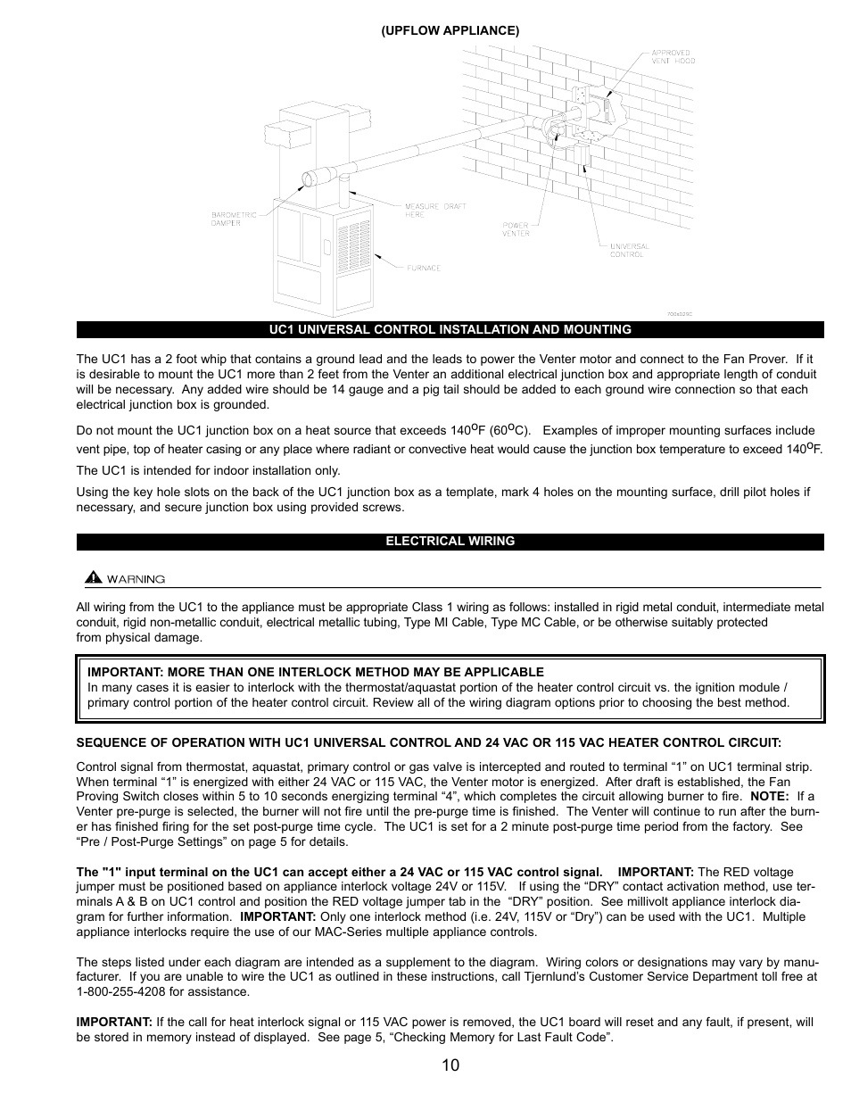 Tjernlund HSJ, 1, 2 Series with UC1 Universal Control (Version X.04) 8504106 Rev B 05/03 User Manual | Page 11 / 20