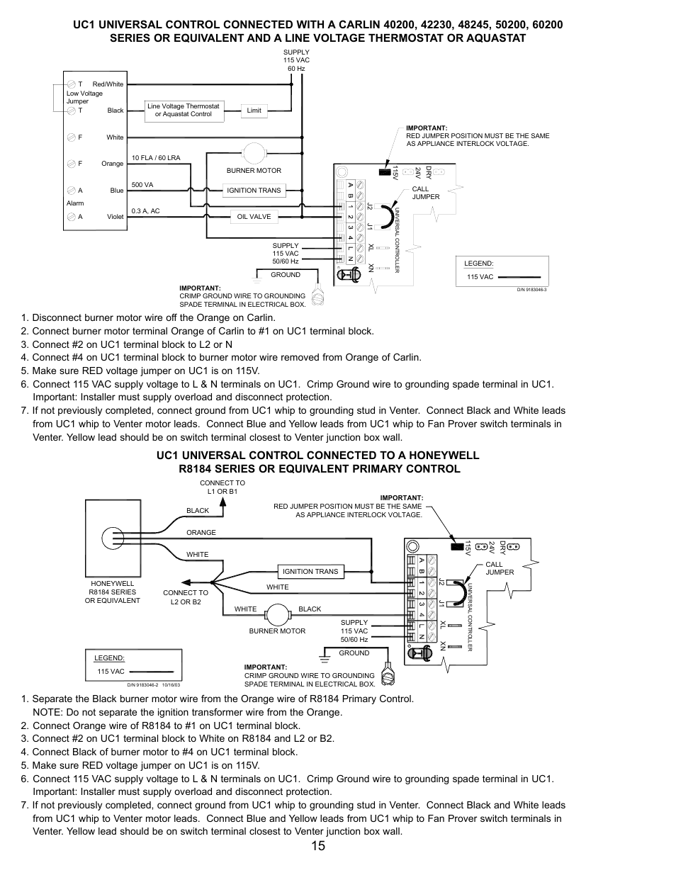 Tjernlund HSJ, 1, 2 Series with UC1 Universal Control (Version X.04) 8504106 Rev B 05/03 User Manual | Page 16 / 20