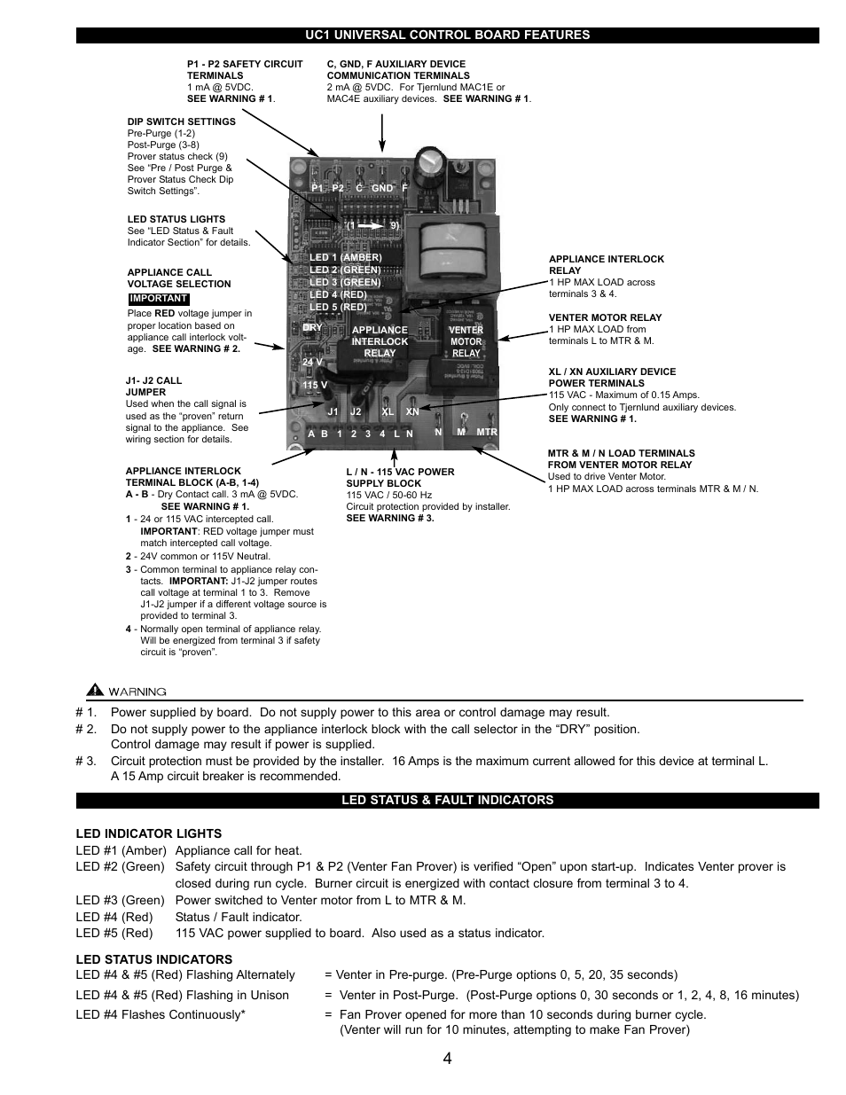 Tjernlund HSJ, 1, 2 Series with UC1 Universal Control (Version X.04) 8504106 Rev B 05/03 User Manual | Page 5 / 20