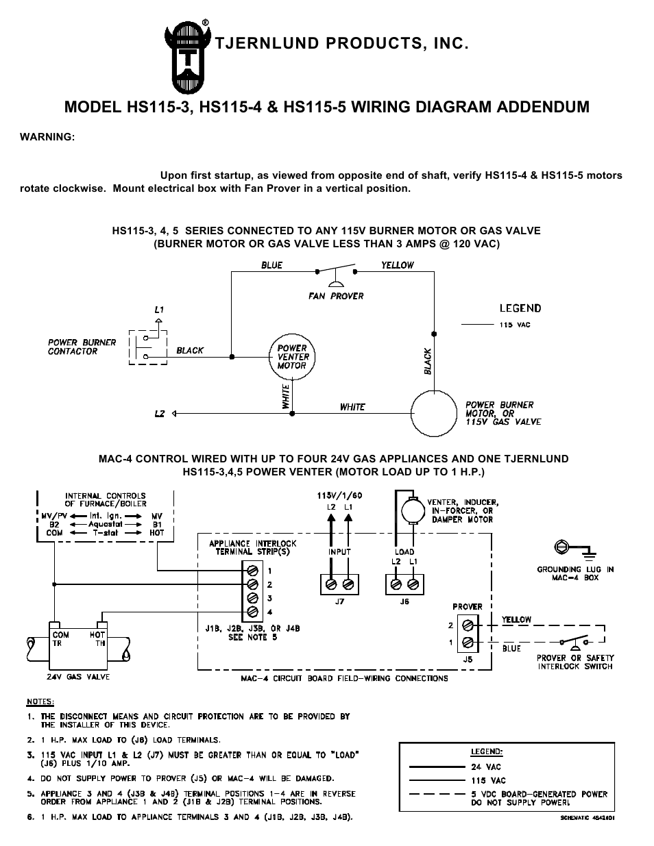 Tjernlund HS115-3,4,5 (Discontinued) 8505010 Rev 08/00 User Manual | 14 pages