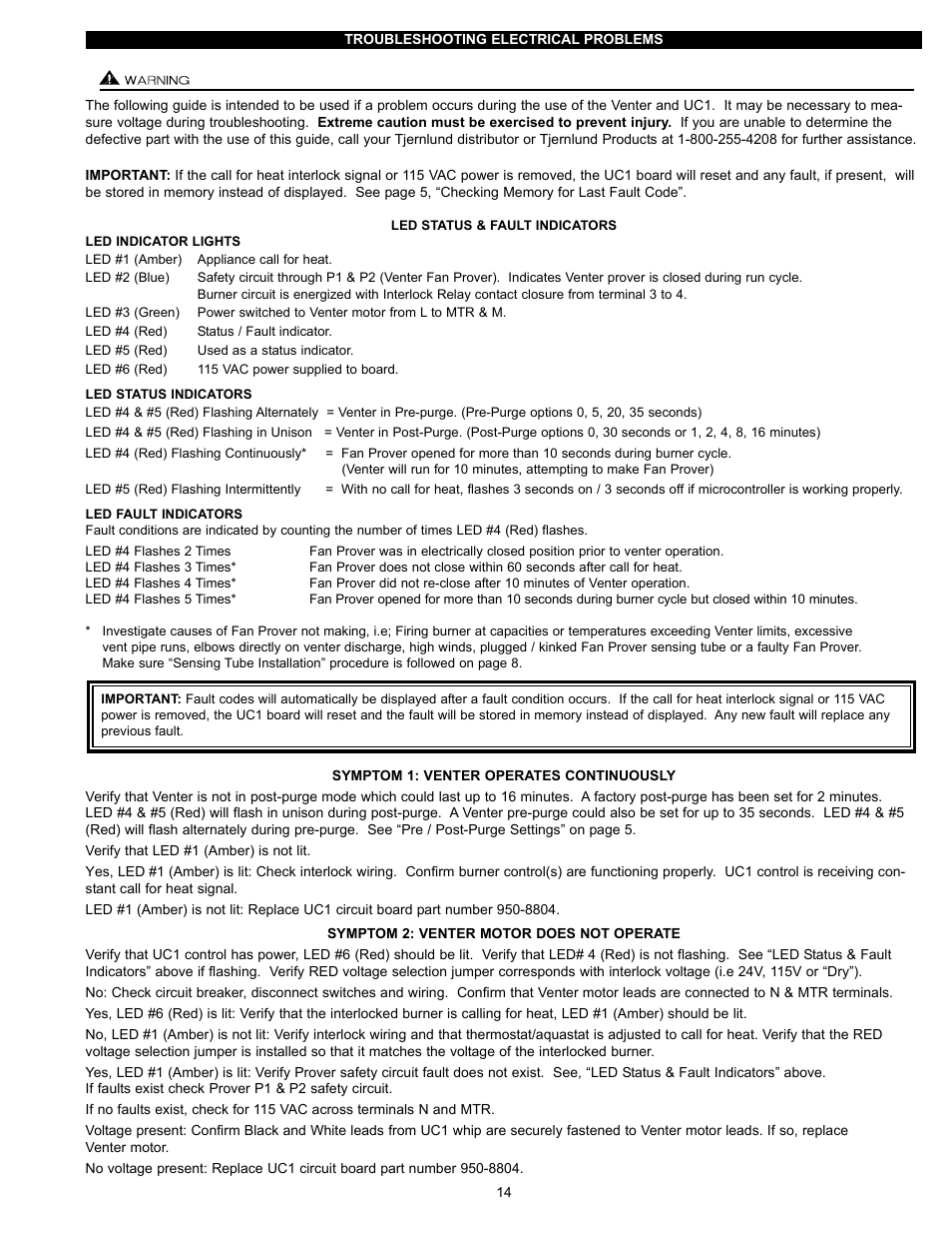 Tjernlund HS3,4,5 Series with UC1 Universal Control (Version X.06) 8504111 Rev C 07/05 User Manual | Page 17 / 18