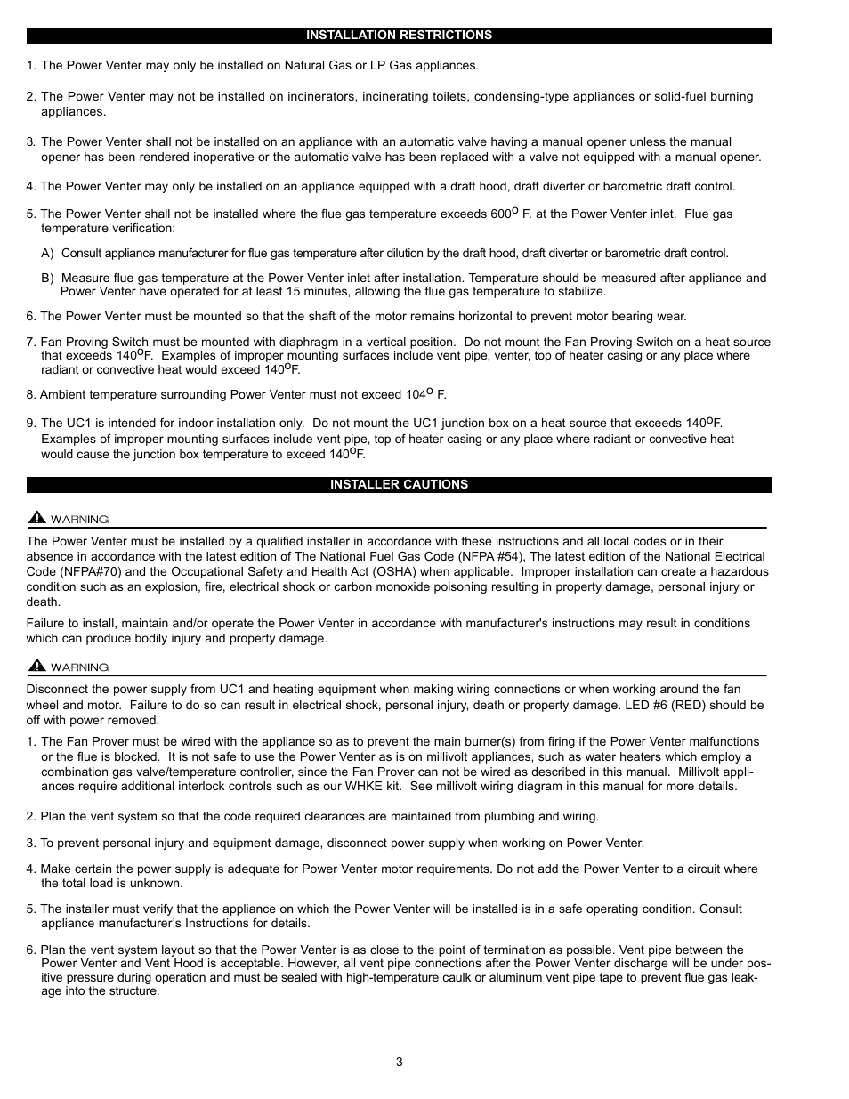 Tjernlund HS3,4,5 Series with UC1 Universal Control (Version X.06) 8504111 Rev C 07/05 User Manual | Page 6 / 18